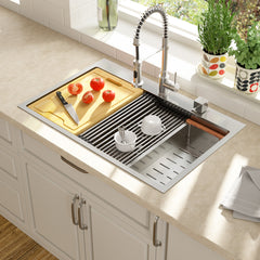 Lordear 33" x 19" Stainless Steel Drop In Single Bowl Worksation Kitchen Sink from Lordear