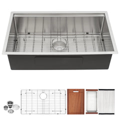 Lordear Undermount Single Bowl Stainless Steel Workstation Kitchen Sink
