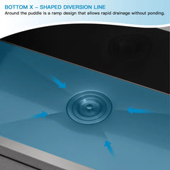 Lordear 30'' x 22'' Black Single Bowl Drop-in Stainless Steel Kitchen Sink