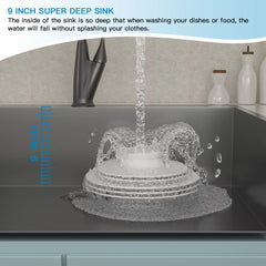 Lordear 30'' x 22'' Black Single Bowl Drop-in Stainless Steel Kitchen Sink