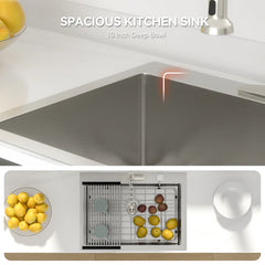 Lordear Drop-In Single Bowl Stainless Steel Kitchen Sink