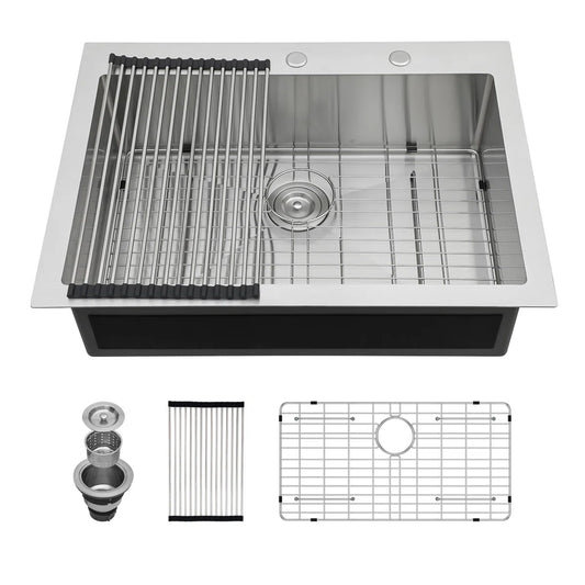 Lordear Drop-In Single Bowl Stainless Steel Kitchen Sink