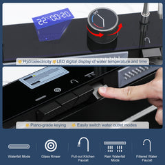 Lordear 30'' Stainless Steel Drop In Waterfall Single Bowl Digital Display Workstation Kitchen Sink from Lordear