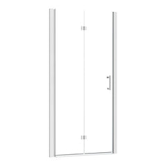 32 in.W x 72 in.H Bifold Frameless Clear Glass Shower Door 1/4 in. Fold Glass Polished Chrome Shower Door from Lordear