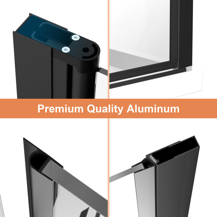 Lordear 32" W x 72" H Tempered Glass Bifold Frameless Clear Bathroom Shower Door from Lordear