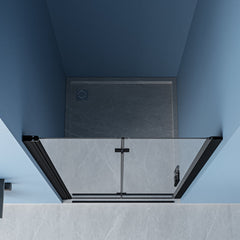 Lordear 32" W x 72" H Tempered Glass Bifold Frameless Clear Bathroom Shower Door from Lordear