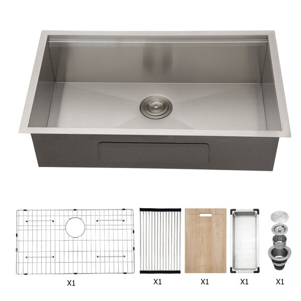 Lordear 32'' Stainless Steel Undermount Single Bowl Workstation Kitchen Sink from Lordear