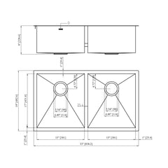 Lordear 33" Stainless Steel Double Bowl Undermount Kitchen Sink from Lordear