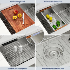 Lordear 33'' Farmhouse Kitchen Sink Single Bowl With Accessories
