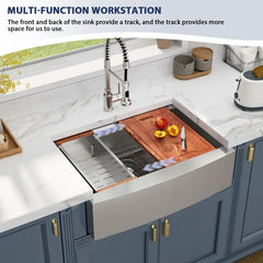 Lordear 33'' Farmhouse Kitchen Sink Single Bowl With Accessories