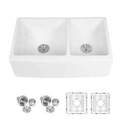 Lordear 33'' Farmhouse Kitchen Sink Double Bowl 60/40