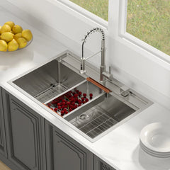 Lordear 33'' x 22'' Drop-in Single Bowl Stainless Steel Workstation Kitchen Sink