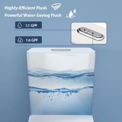 Lordear Elongated White Ceramic Modern One Piece Toilet with Comfort Wider Chair Seat