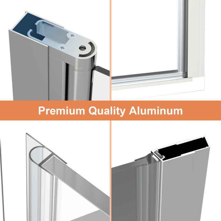 Lordear 34" W x 72" H Tempered Glass Bifold Frameless Clear Bathroom Shower Door from Lordear