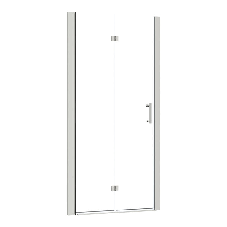 Lordear 34" W x 72" H Tempered Glass Bifold Frameless Clear Bathroom Shower Door from Lordear
