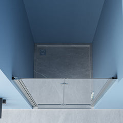 Lordear 34" W x 72" H Tempered Glass Bifold Frameless Clear Bathroom Shower Door from Lordear