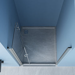 Lordear 34" W x 72" H Tempered Glass Bifold Frameless Clear Bathroom Shower Door from Lordear