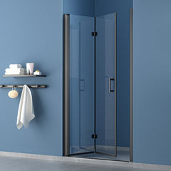 Lordear 36" W x 72" H Tempered Glass Bifold Frameless Clear Bathroom Shower Door from Lordear
