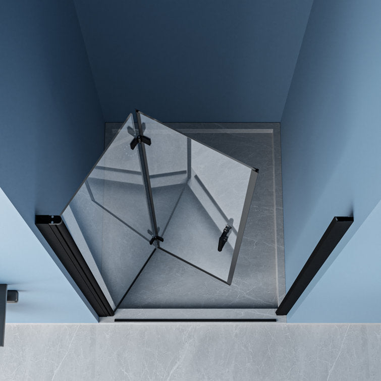 Lordear 36" W x 72" H Tempered Glass Bifold Frameless Clear Bathroom Shower Door from Lordear