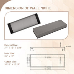 Lordear 36'' x 12'' Stainless Steel Rectangular Built-in Bathroom Niche from Lordear