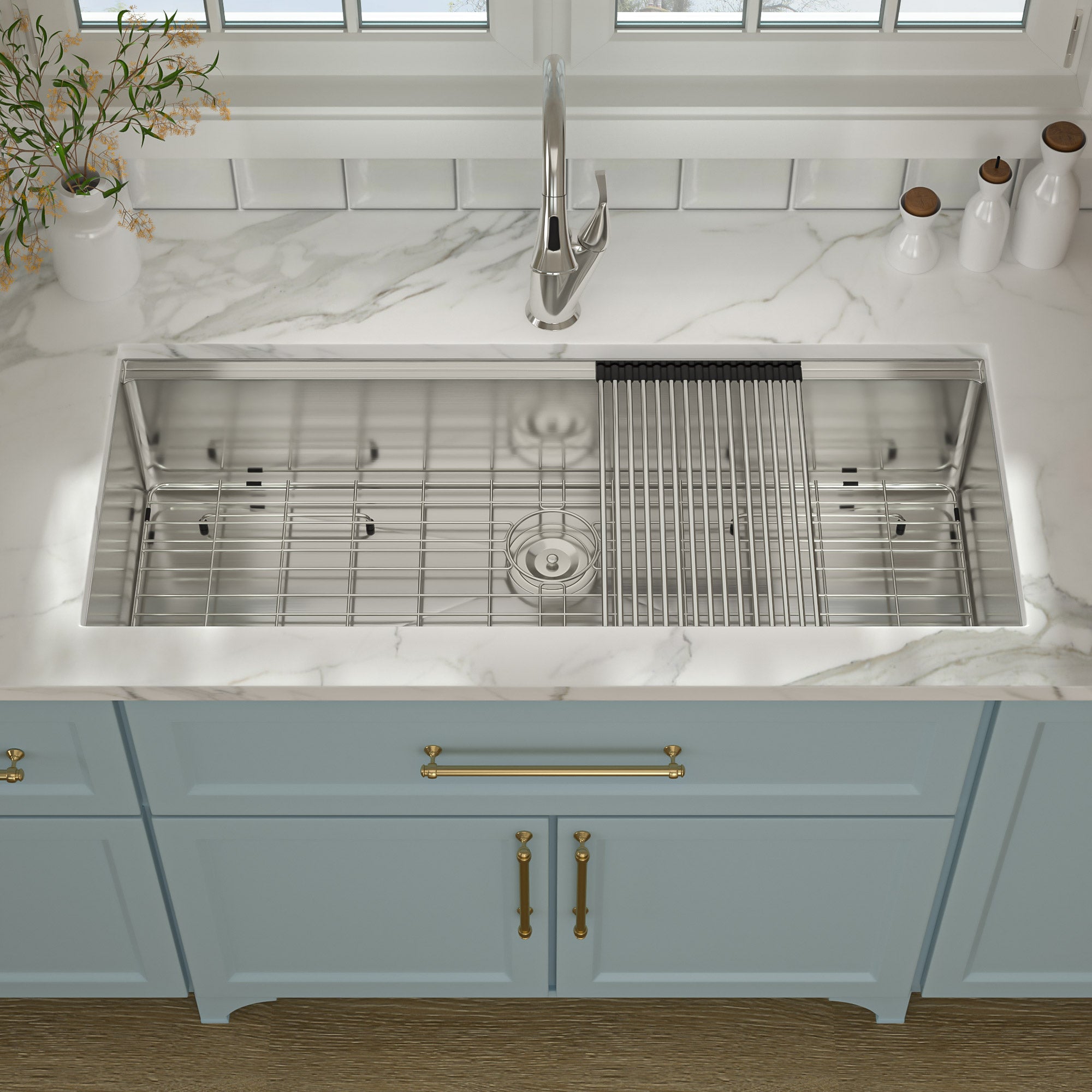 Lordear 45'' Stainless Steel Undermount Single Bowl Workstation Kitchen Sink from Lordear