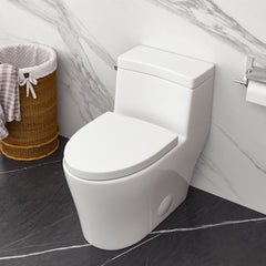 Lordear Single Flush White Ceramic Elongated One Piece Toilet with Comfort Soft Seat