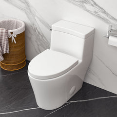 Lordear Single Flush White Ceramic Elongated One Piece Toilet with Comfort Soft Seat