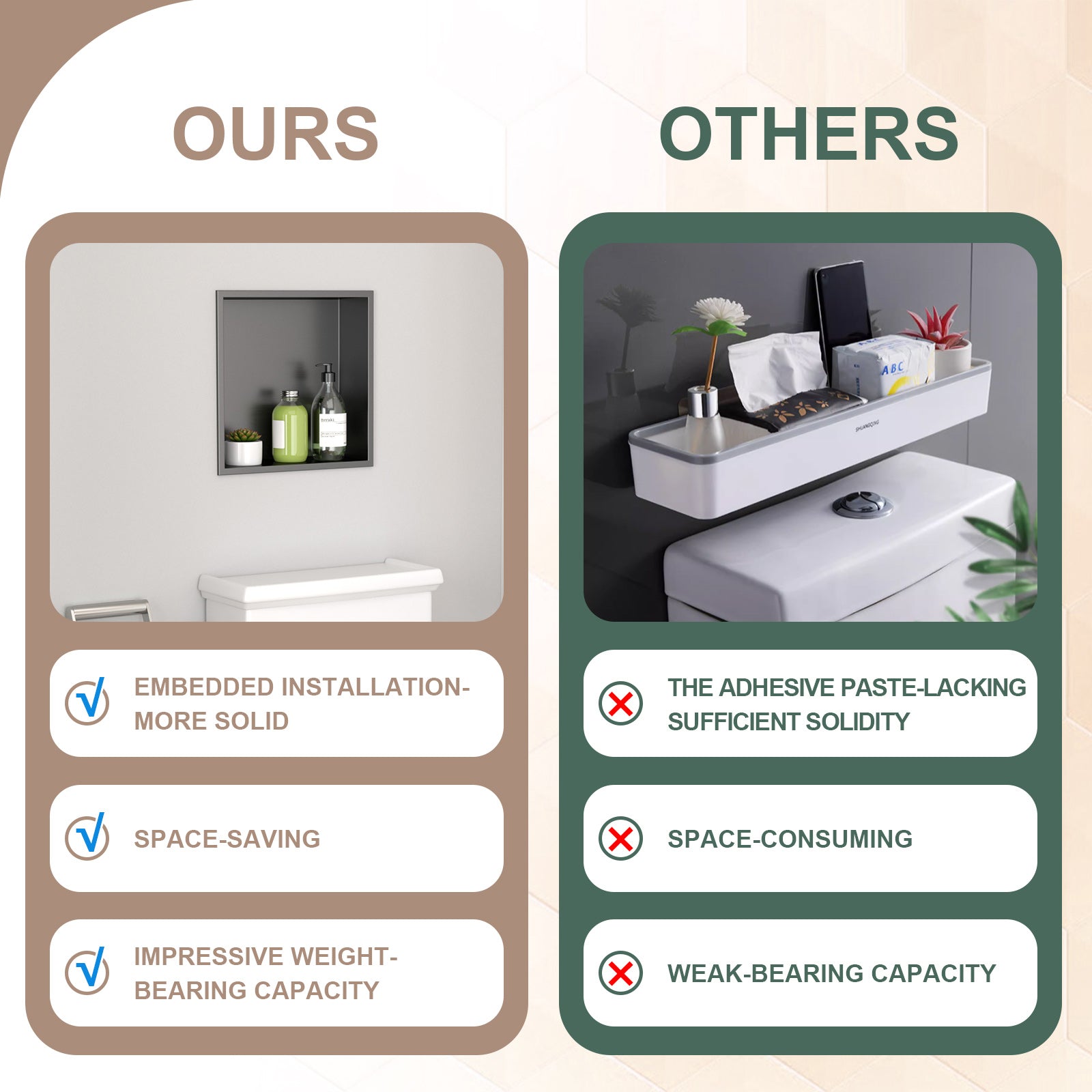 Lordear 14 x 14 Inch Stainless Steel Bathroom Niche Gunmetal Black Shower Wall Niche No Tile Recessed Square for Storage from Lordear