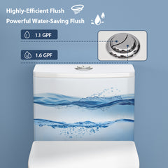 Lordear White Ceramic Water Saving One Piece Toilet with Comfort Wider Chair Seat