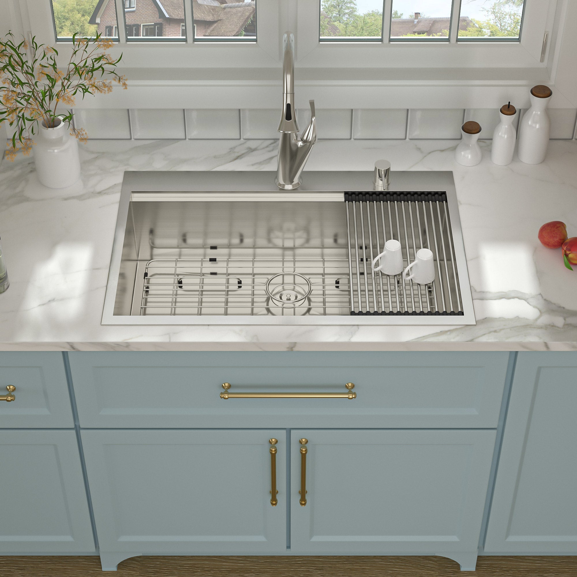 Lordear Stainless Steel Drop-In Single Bowl Workstation Kitchen Sink from Lordear