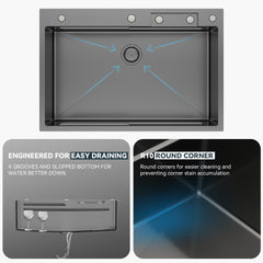 Lordear 33'' Stainless Steel Drop In Waterfall Single Bowl Workstation Kitchen Sink  from Lordear