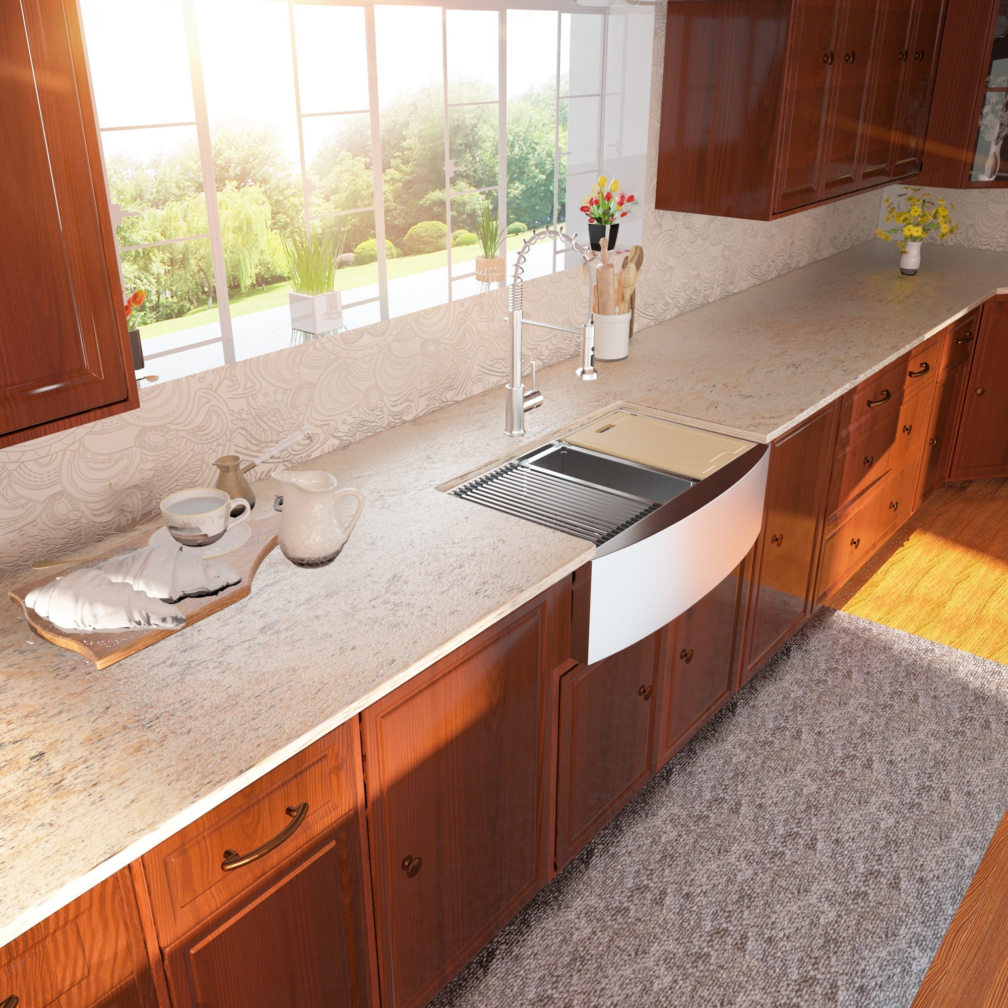 Lordear 33" Stainless Steel Single Bowl Apron Front Workstation Farmhouse Kitchen Sink from Lordear