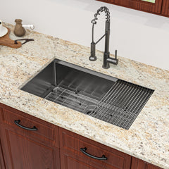 Lordear Stainless Steel Gunmetal Black Single Bowl Undermount Workstation Kitchen Sink from Lordear