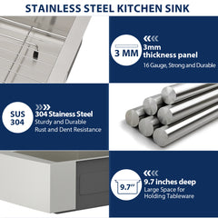 Lordear 33'' Double Bowl Apron Front Stainless Steel Farmhouse Sink