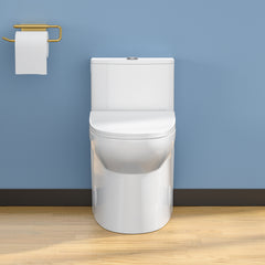 Lordear 1.6 Gallons GPF Elongated Comfort Height Floor Mounted One-Piece Toilet (Seat Included)