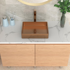 Lordear 19'' x 15'' Stainless Steel Rectangular Bathroom Vessel Sink with Pop-Up Drain