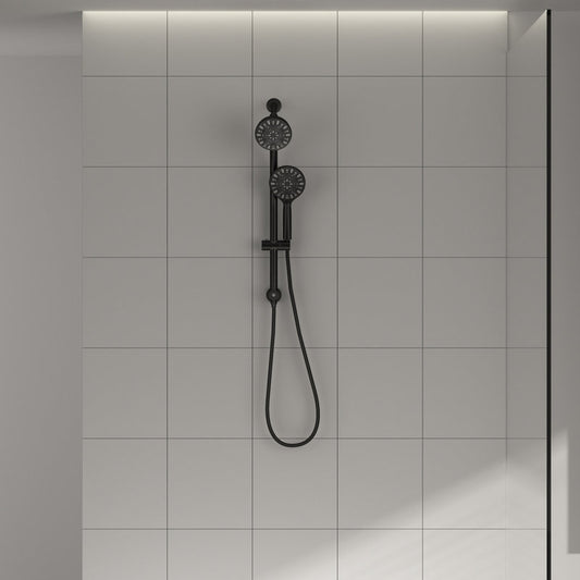 Lordear 7 Functions Matte Black Stainless Steel Spa Rain Shower Head Combo