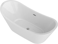 Lordear White Acrylic Dual-Back Freestanding Bathtub with Overflow and Drain