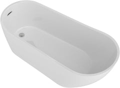 Lordear White Acrylic Backrest Freestanding Bathtub with Overflow and Drain