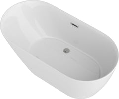 Lordear White Acrylic Freestanding Bath Tub with Overflow and Drain