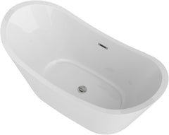 Lordear White Acrylic Dual-Back Freestanding Bathtub with Overflow and Drain