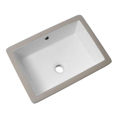 Lordear White Ceramic Rectangle Undermount Bathroom Sink with Overflow from Lordear