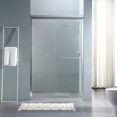 Lordear 48" W X 76" H Tempered Glass Nickel Semi-Frameless Bypass Sliding Clear Shower Door from Lordear