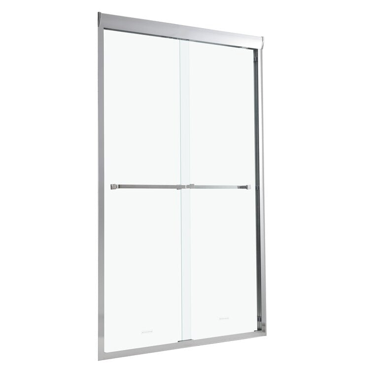Lordear 48" W X 76" H Tempered Glass Nickel Semi-Frameless Bypass Sliding Clear Shower Door from Lordear