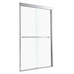 Lordear 48" W X 76" H Tempered Glass Nickel Semi-Frameless Bypass Sliding Clear Shower Door from Lordear