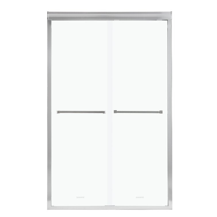 Lordear 48" W X 76" H Tempered Glass Nickel Semi-Frameless Bypass Sliding Clear Shower Door from Lordear