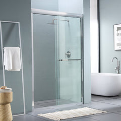 Lordear 48" W X 76" H Tempered Glass Nickel Semi-Frameless Bypass Sliding Clear Shower Door from Lordear