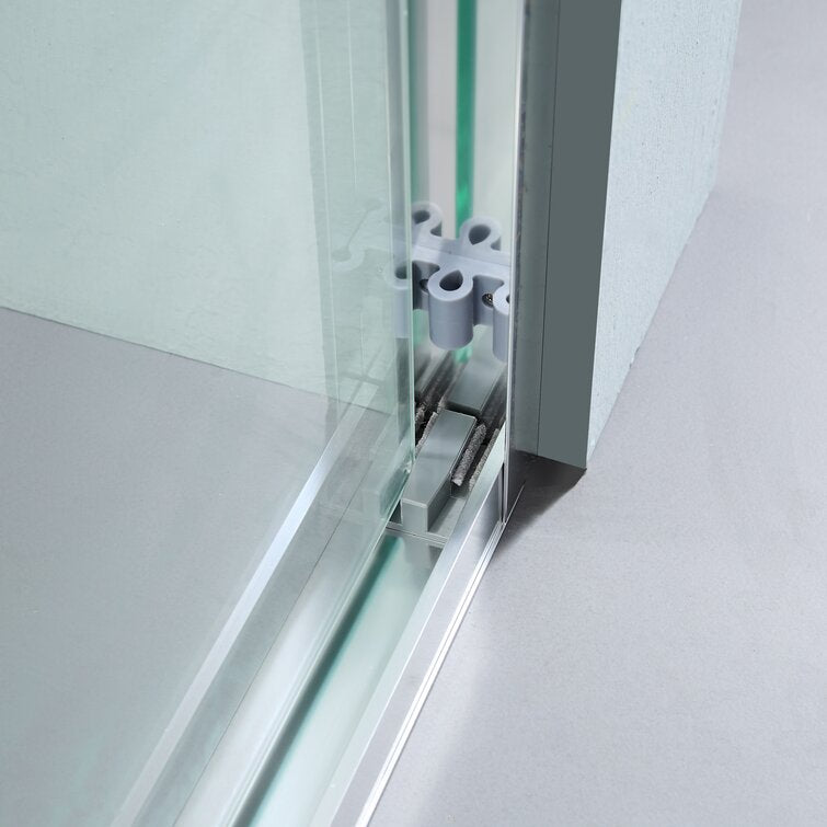 Lordear 48" W X 76" H Tempered Glass Nickel Semi-Frameless Bypass Sliding Clear Shower Door from Lordear