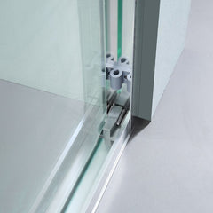 Lordear 48" W X 76" H Tempered Glass Nickel Semi-Frameless Bypass Sliding Clear Shower Door from Lordear
