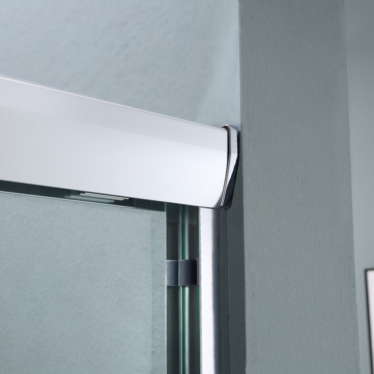 Lordear 48" W X 76" H Tempered Glass Nickel Semi-Frameless Bypass Sliding Clear Shower Door from Lordear